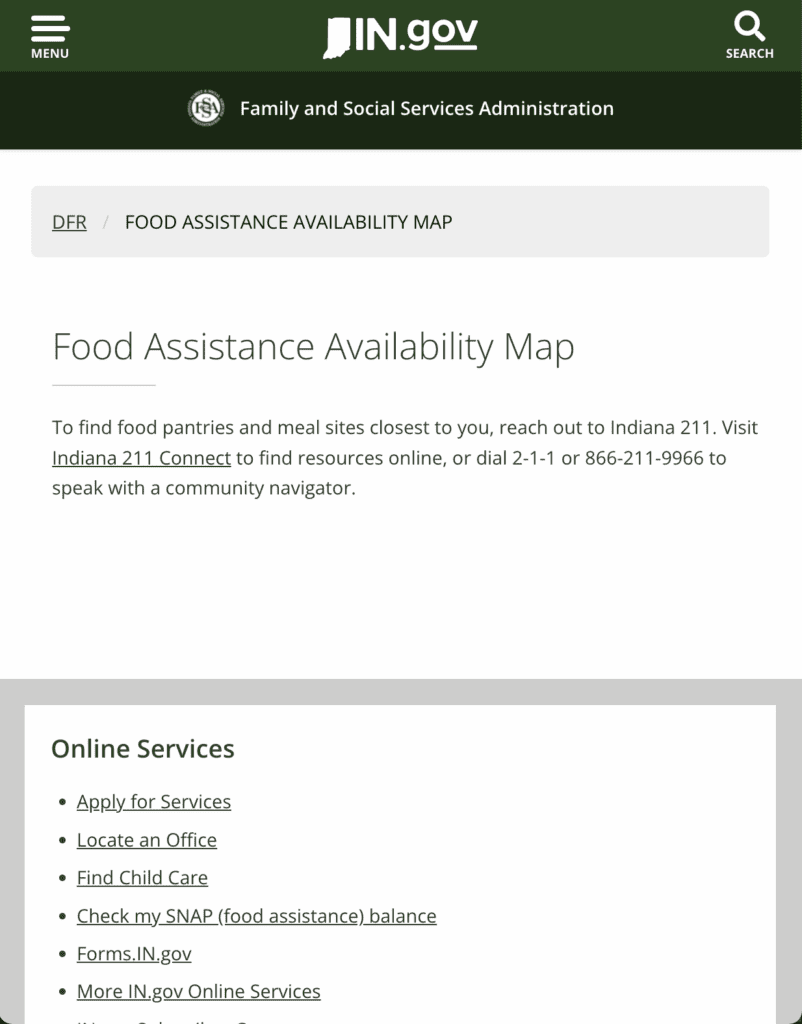 Food Assistance Availability Map