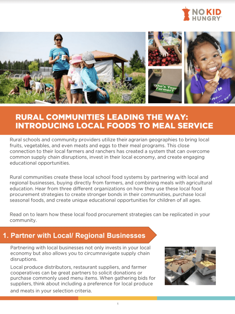 Rural Communities Leading the Way – Introducing Local Foods to Meal Service