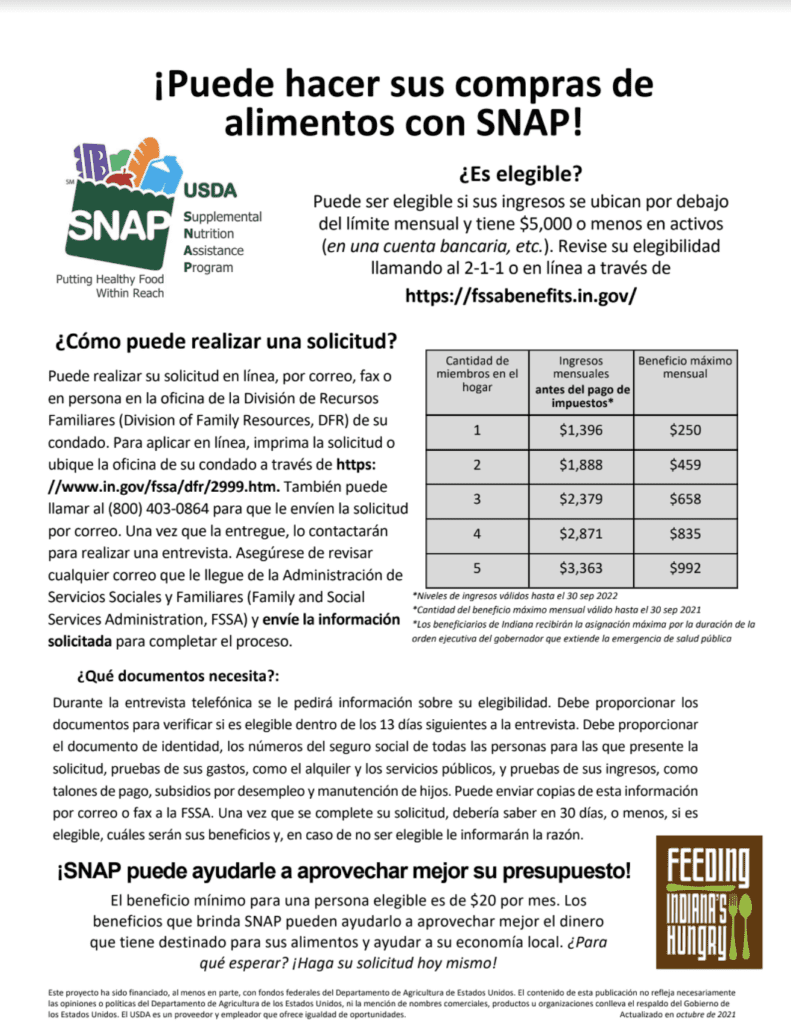 SNAP Outreach Flyer – 2022 – Spanish